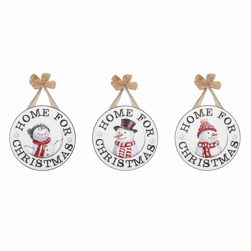 Transpac MDF Round Hanging Christmas Decor, Set Of 3, Assortment