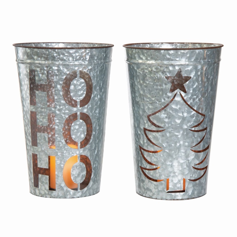 Transpac Metal Light Up Die Cut Bucket Lantern, Set Of 2, Assortment