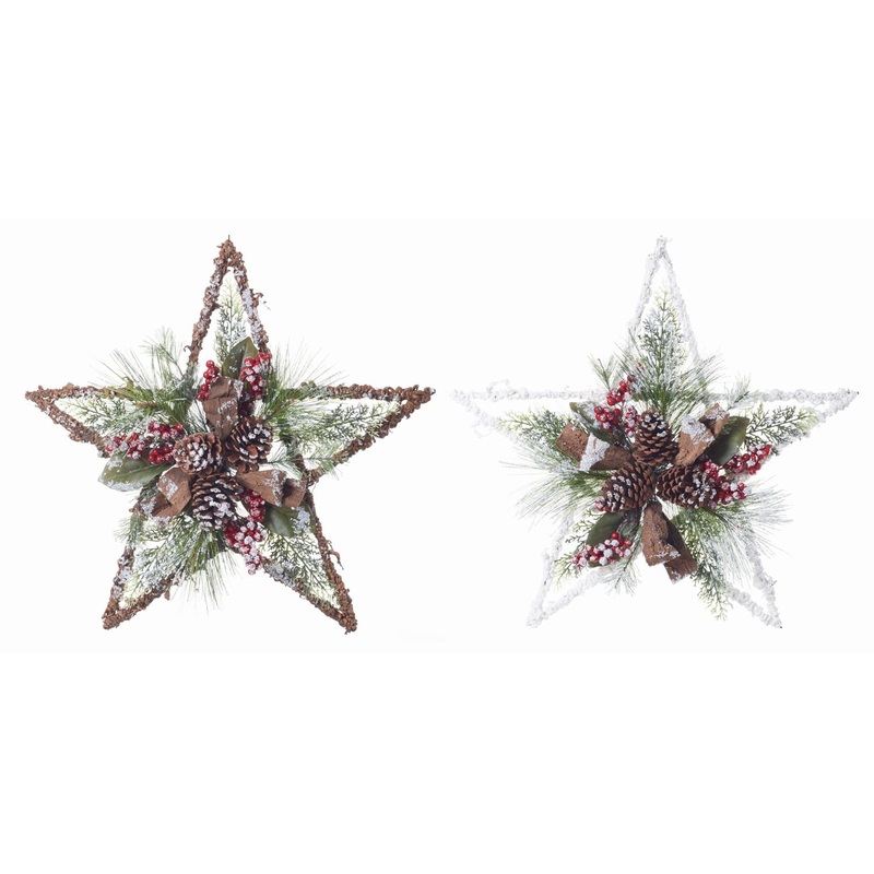 Transpac Pinecone Star, Set Of 2, Assortment
