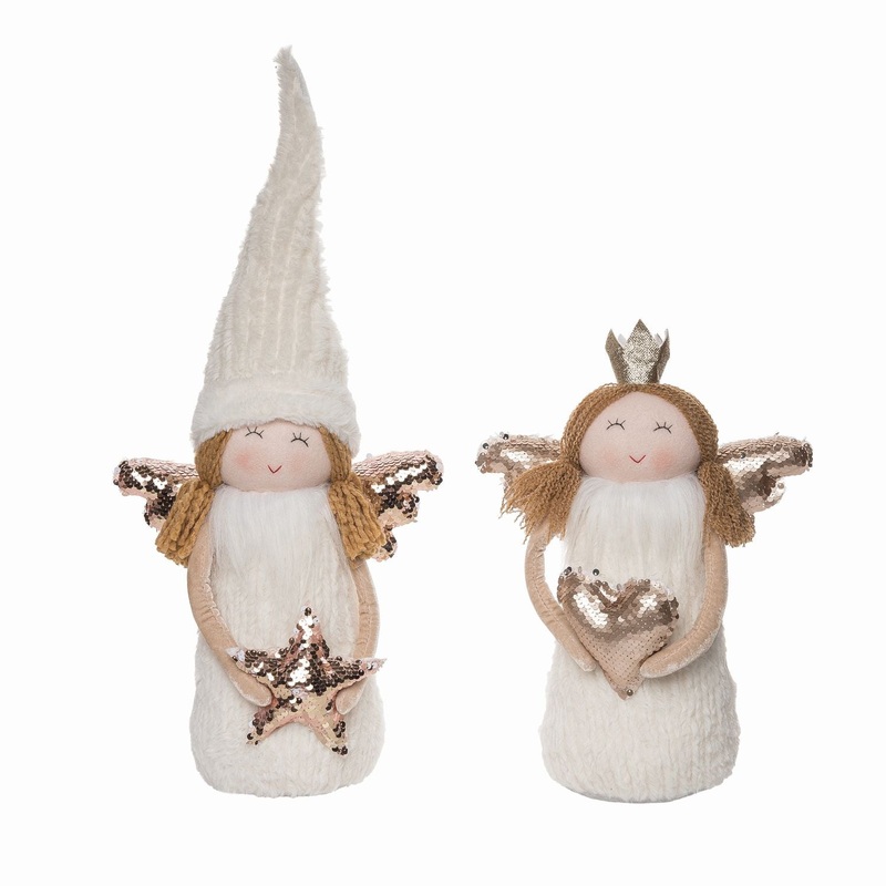 Transpac Plush Angel With Heart & Star, Set Of 2, Assortment