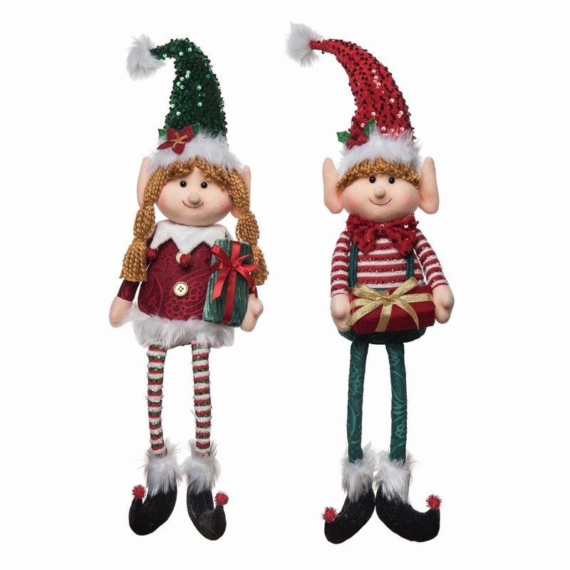 Transpac Plush Elf Shelf Sitter, Set Of 2, Assortment