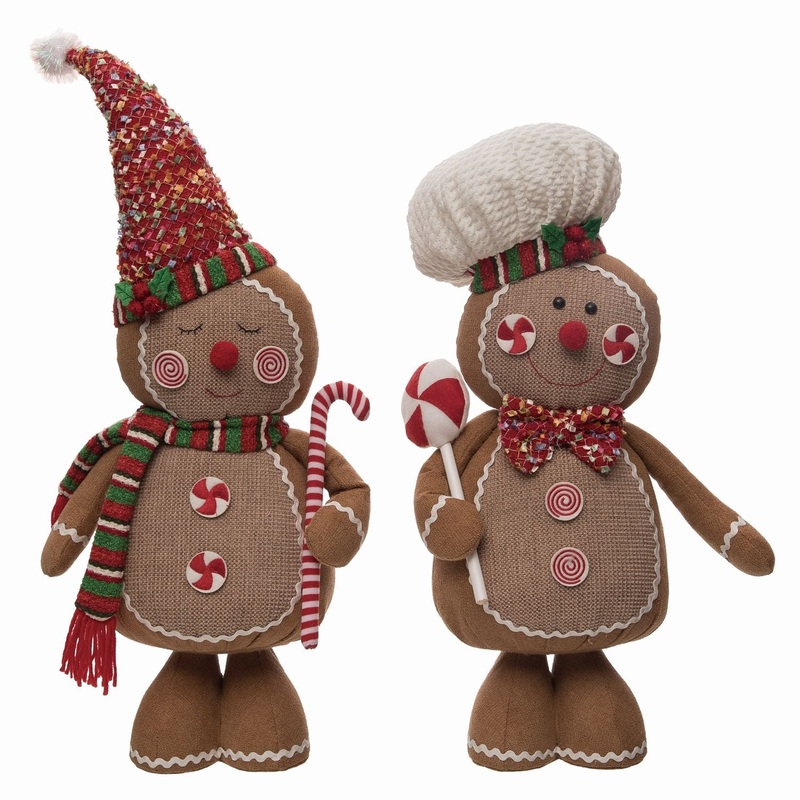 Transpac Plush Gingerbread Shorty, Set Of 2, Assortment