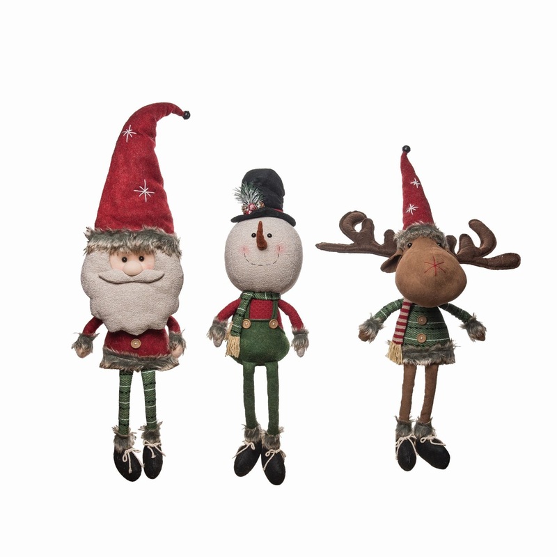 Transpac Plush Holiday Pal Shelf Sitter, Set Of 3, Assortment