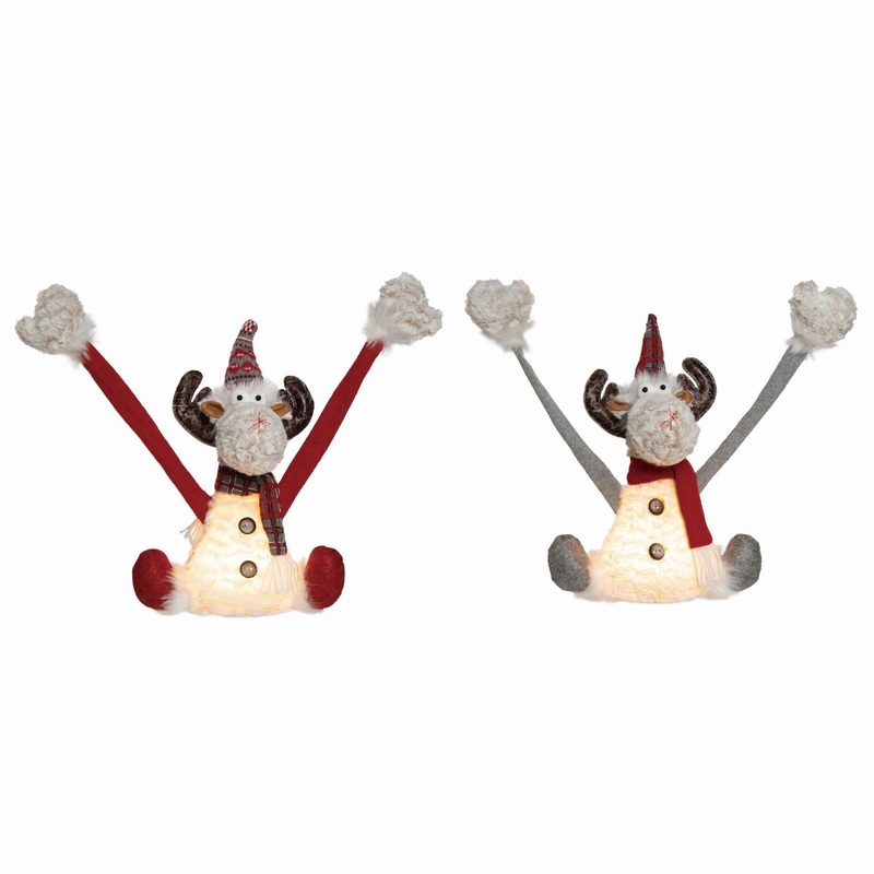 Transpac Plush Light Up Hanging Reindeer, Set Of 2, Assortment