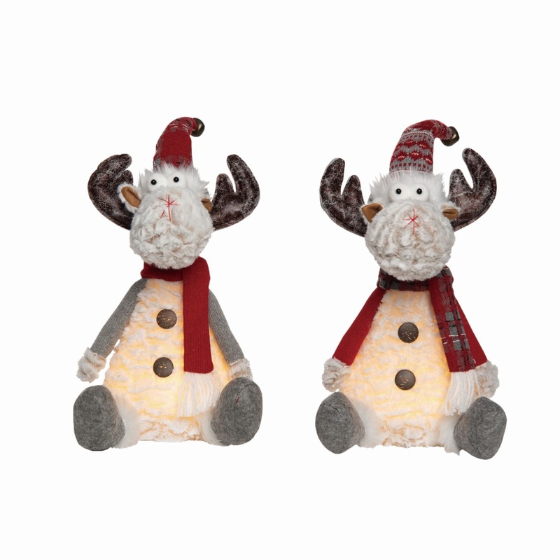 Transpac Plush Light Up Reindeer Sitter, Set Of 2, Assortment