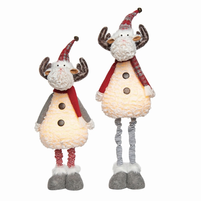 Transpac Plush Light Up Standing Reindeer, Set Of 2, Assortment