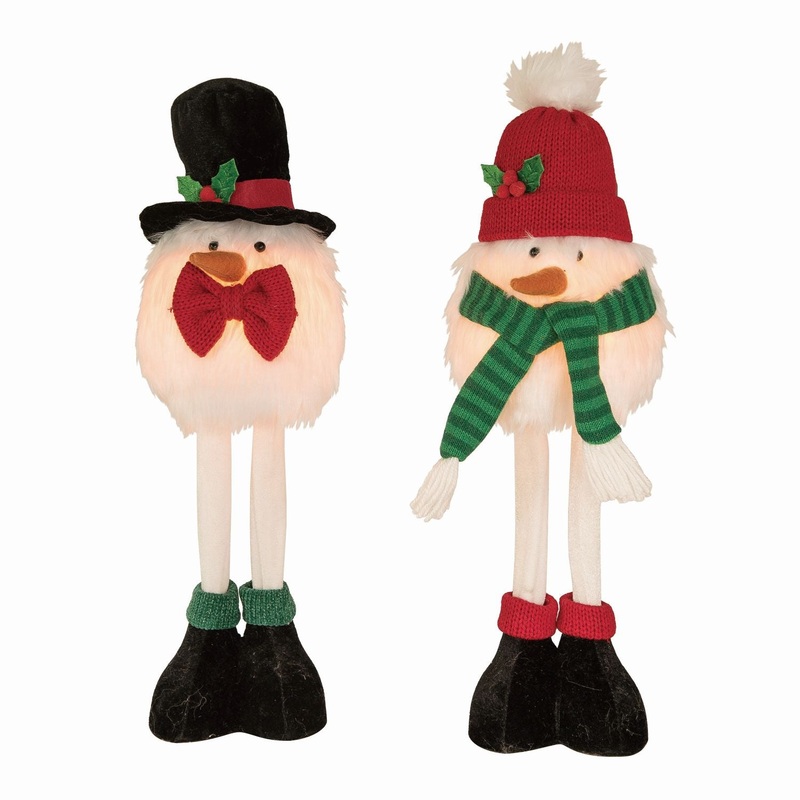 Transpac Plush Light Up Standing Snowman, Set Of 2, Assortment