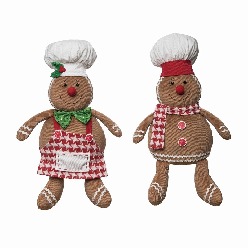 Transpac Plush Sitting Gingerbread Pal, Set Of 2, Assortment