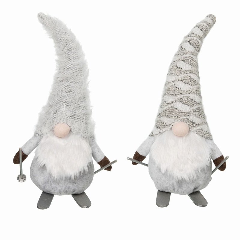 Transpac Plush Skiing Birch Gnome, Set Of 2, Assortment