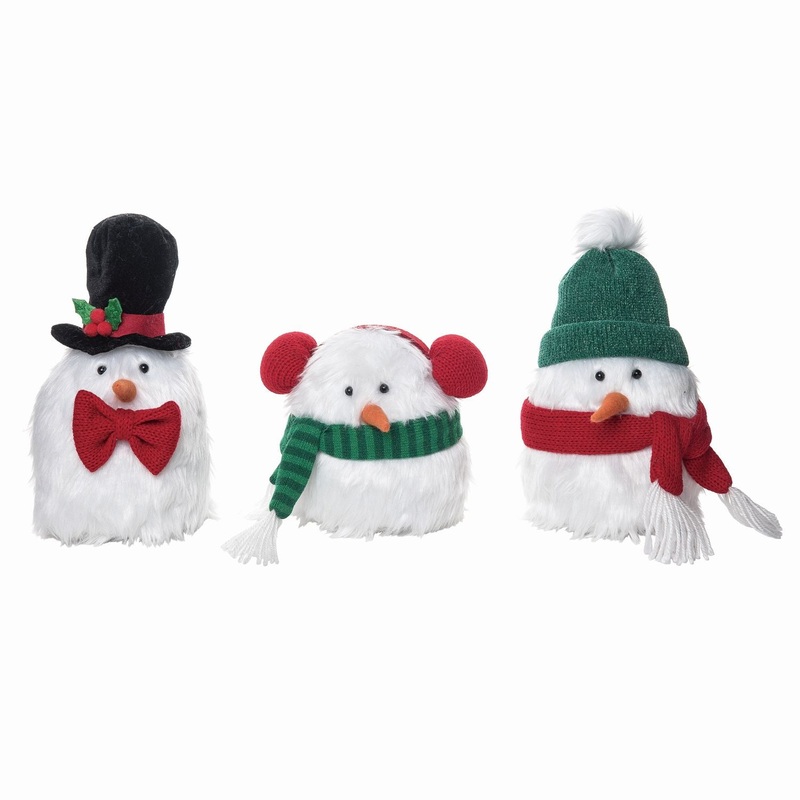 Transpac Plush Snowman Decor, Set Of 3, Assortment