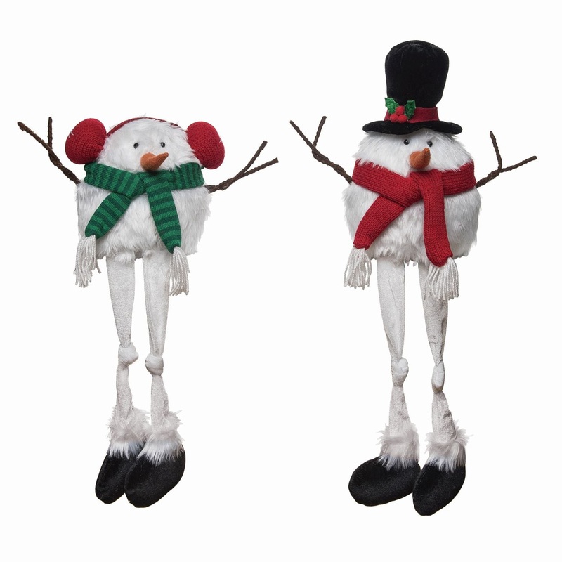 Transpac Plush Snowman Shelf Sitter, Set Of 2, Assortment