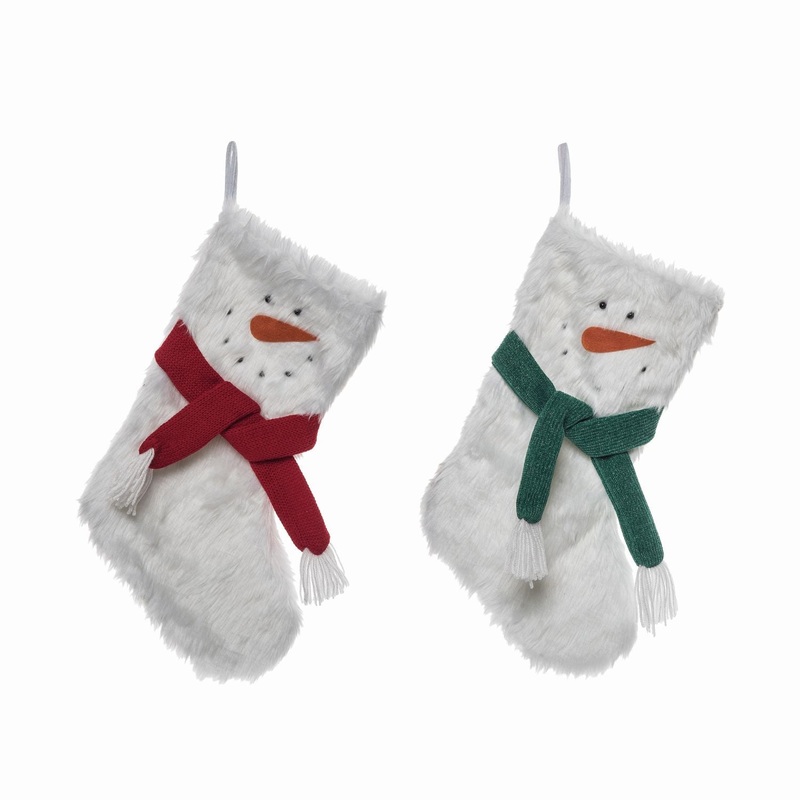 Transpac Plush Snowman Stocking, Set Of 2, Assortment