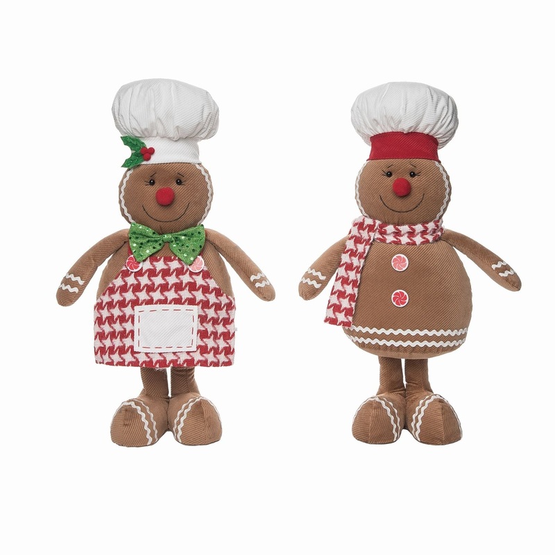 Transpac Plush Standing Gingerbread Pal, Set Of 2, Assortment