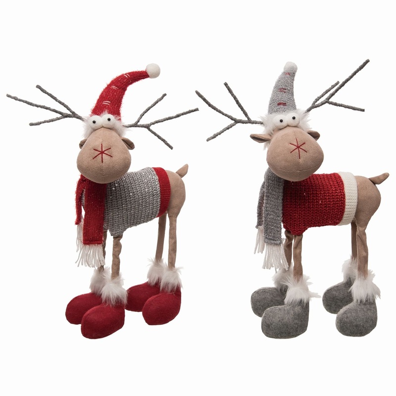 Transpac Plush Standing Reindeer, Set Of 2, Assortment