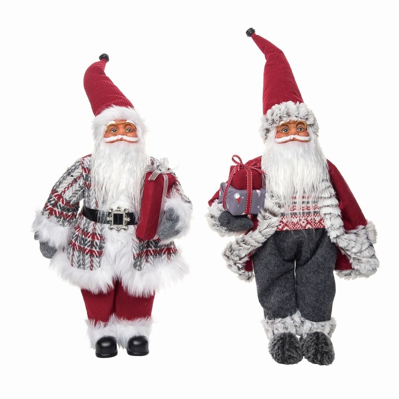 Transpac Plush Standing Santa, Set Of 2, Assortment