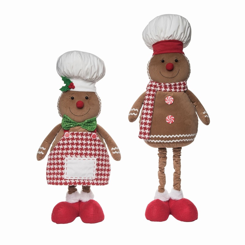 Transpac Plush Telescoping Gingerbread Pal, Set Of 2, Assortment