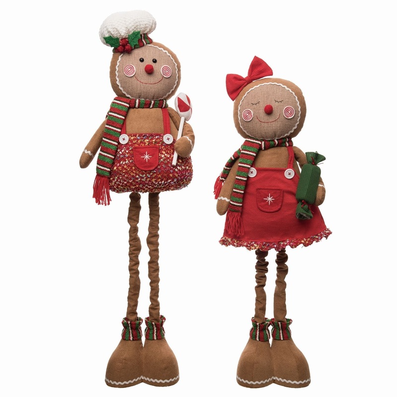 Transpac Plush Telescoping Gingerbread, Set Of 2, Assortment