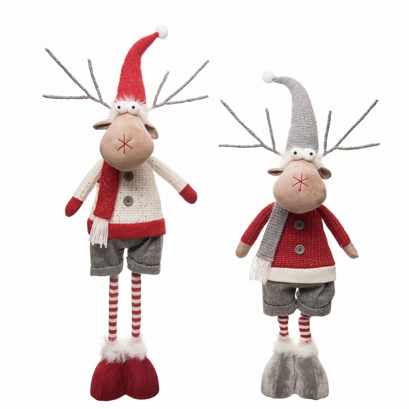 Transpac Plush Telescoping Reindeer, Set Of 2, Assortment