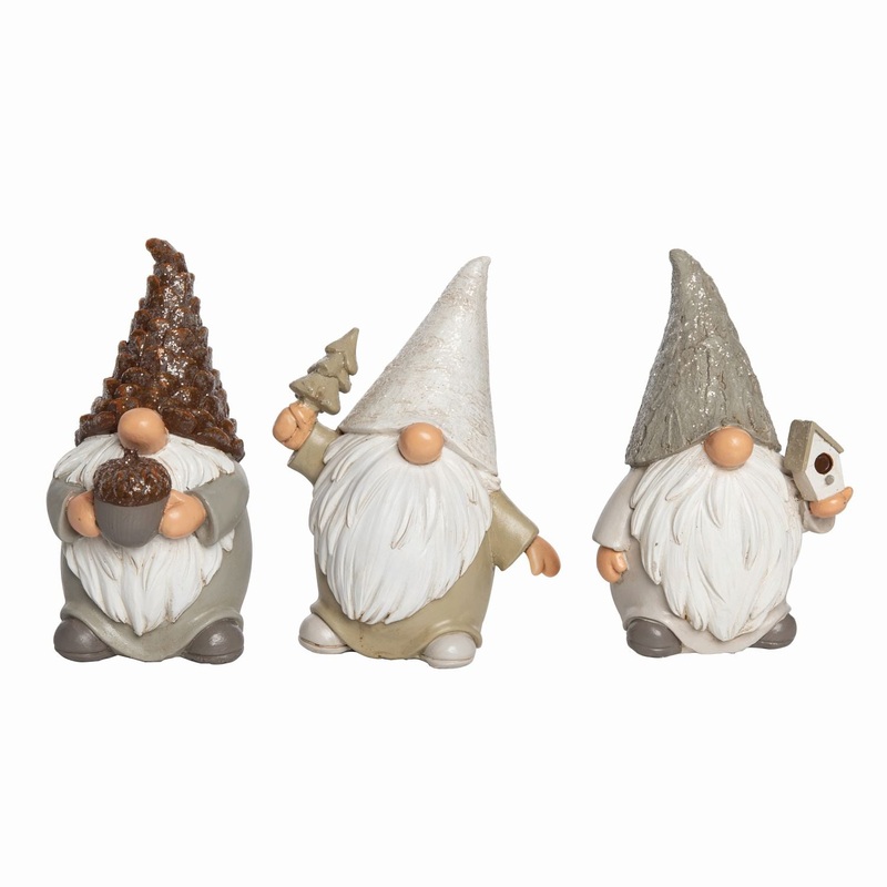 Transpac Resin Birch Gnome Figurine, Set Of 3, Assortment