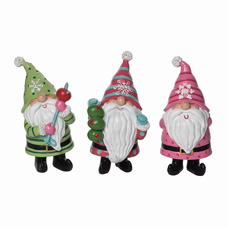 Transpac Resin Bright Gnome Figurine, Set Of 3, Assortment