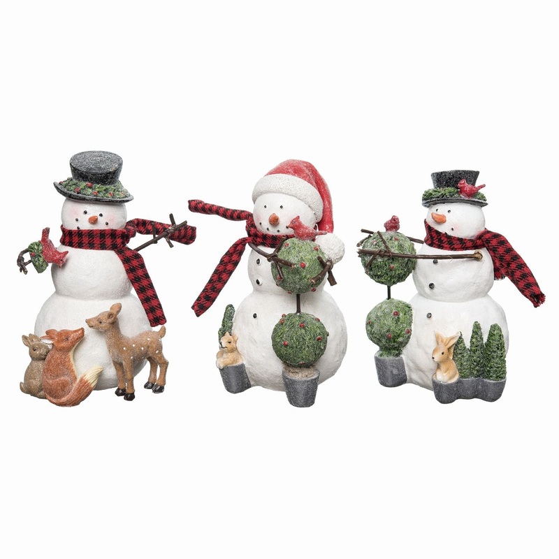 Transpac Resin Busy Snowman Figurine, Set Of 3, Assortment