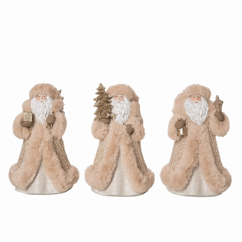 Transpac Resin Cozy Santa Figurine, Set Of 3, Assortment