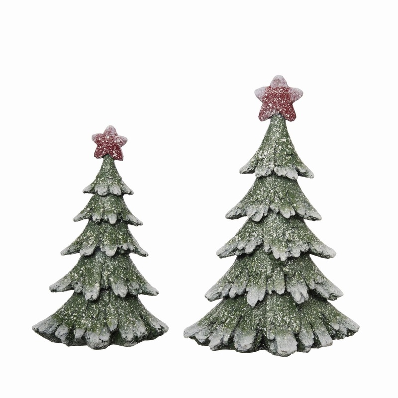 Transpac Resin Gleaming Christmas Trees, Set Of 2
