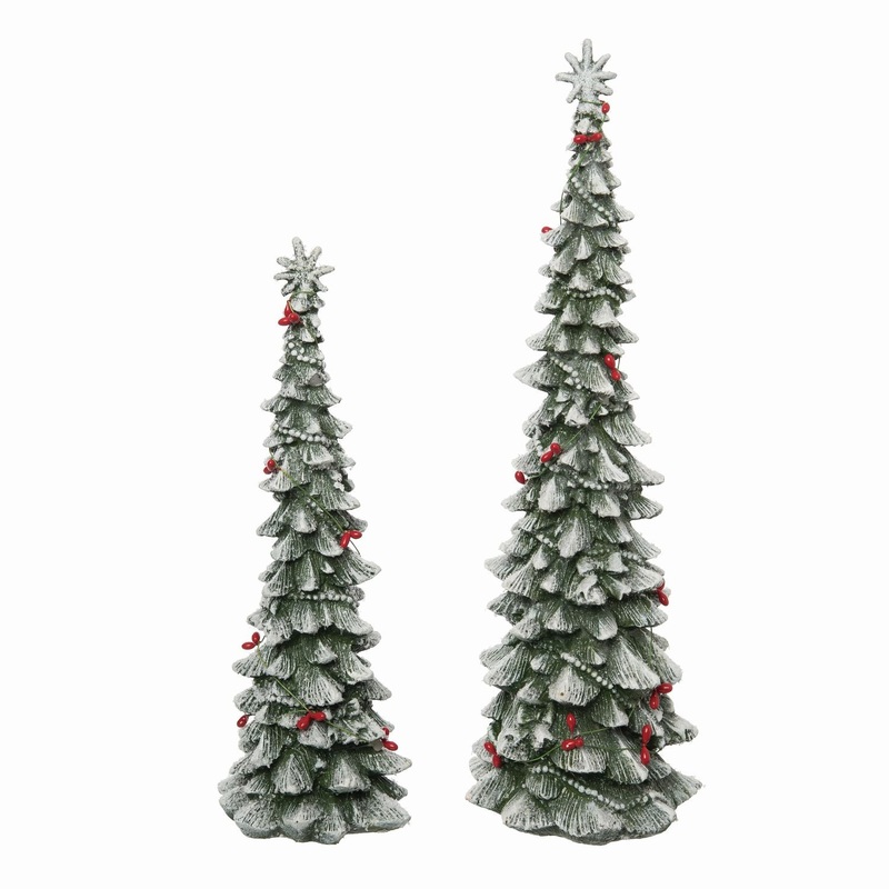 Transpac Resin Merry Christmas Trees, Set Of 2