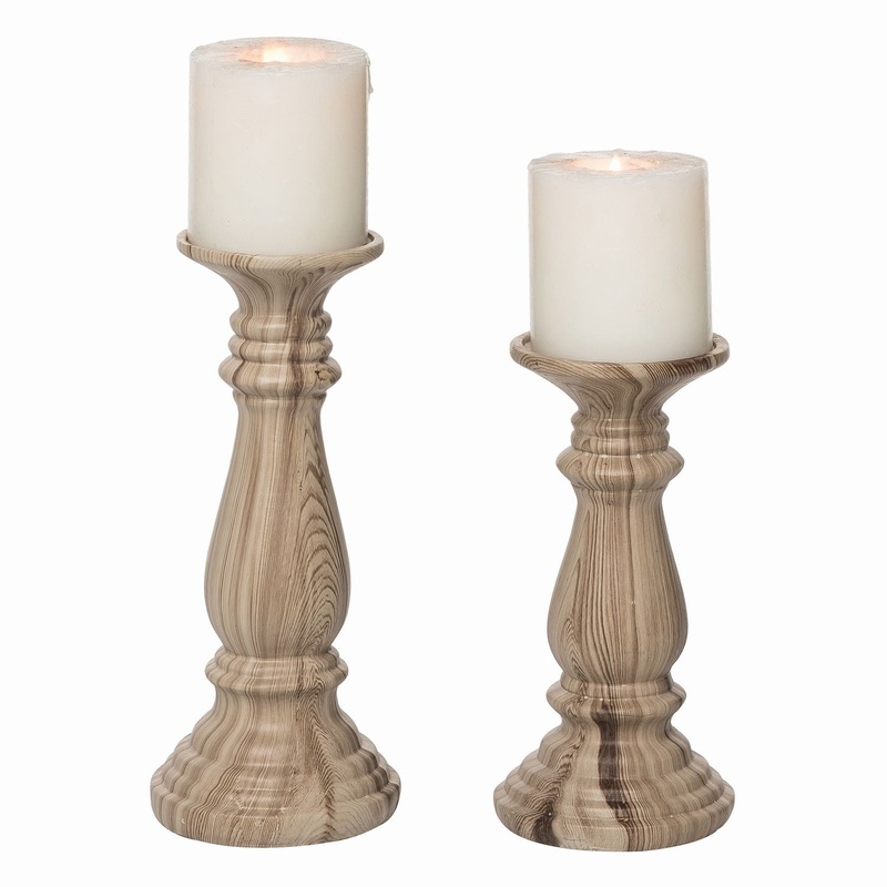 Transpac Resin Pillar Candle Holders, Set Of 2