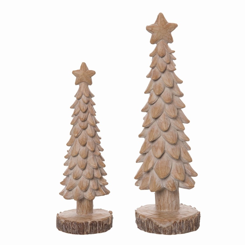 Transpac Resin Rustic Christmas Trees, Set Of 2