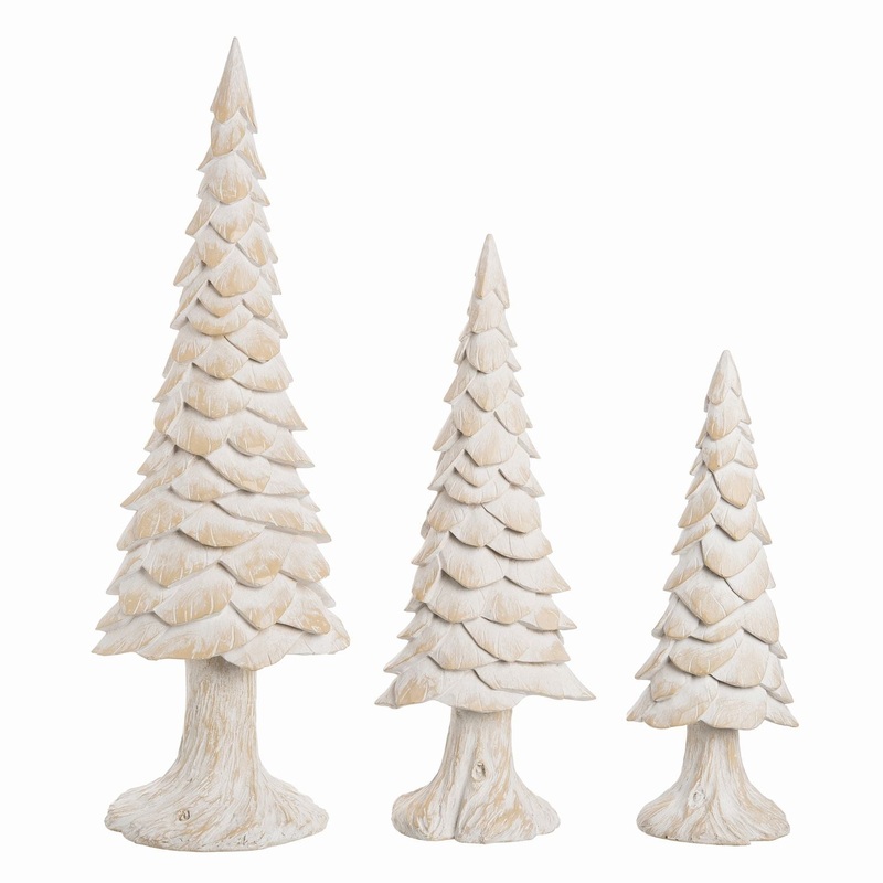 Transpac Resin Woodchip Trees, Set Of 3