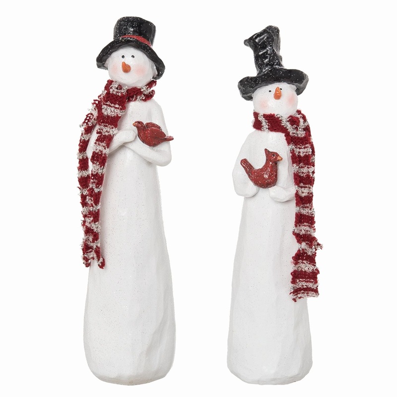 Transpac Small Resin Tall Scarf Snowman Figurine, Set Of 2, Assortment