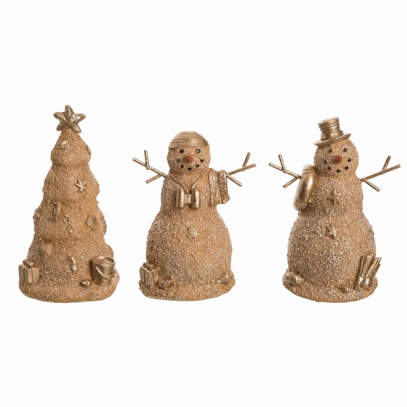 Transpac Small Sandy Snowman Figurine, Set Of 3, Assortment
