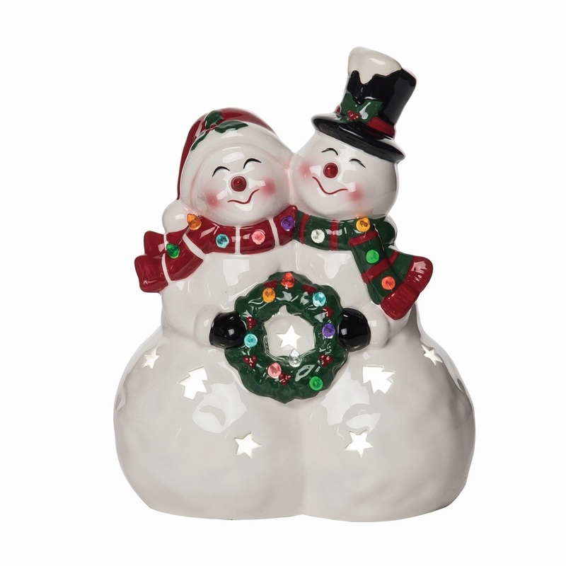 Transpac Ceramic Light Up Snow Couple