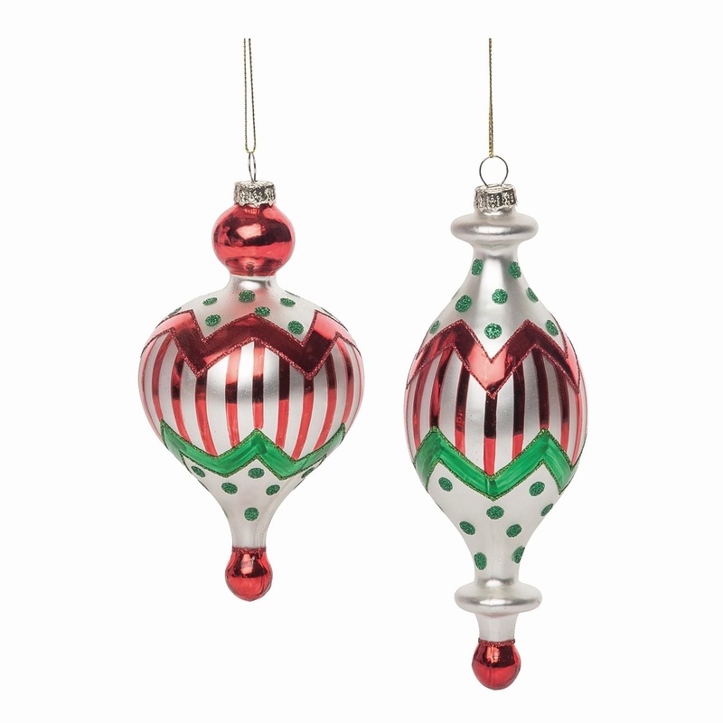 Transpac Glass Merry Ornament, Set Of 2, Assortment.
