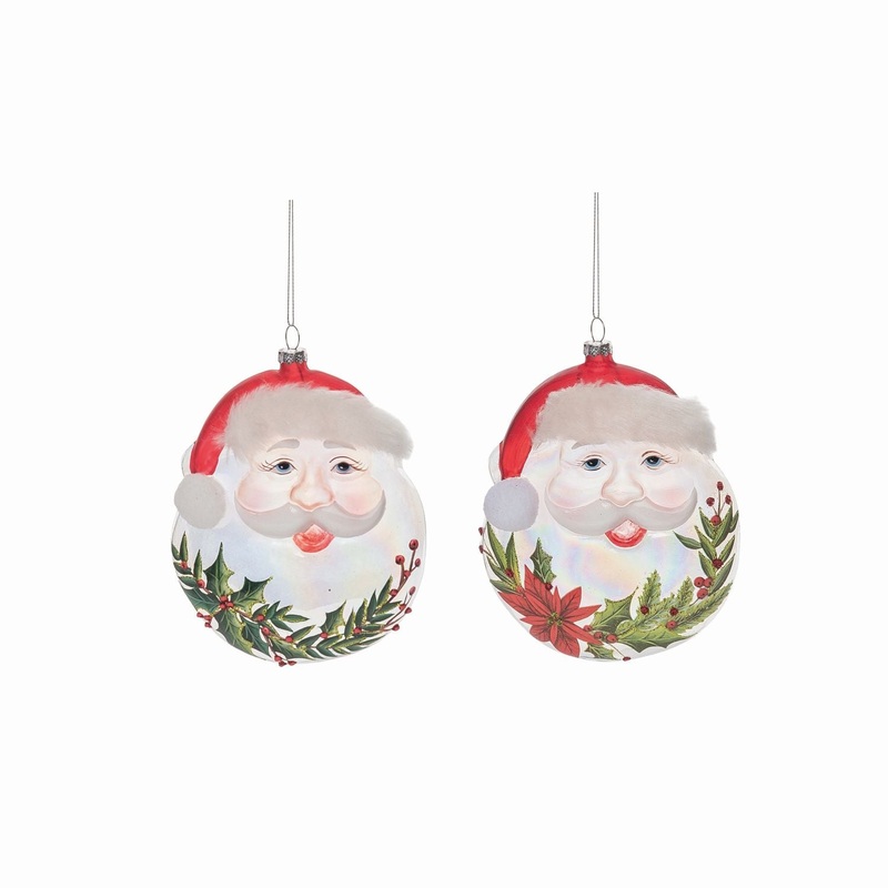Transpac Glass Snowman Face Ornament, Set Of 2, Assortment