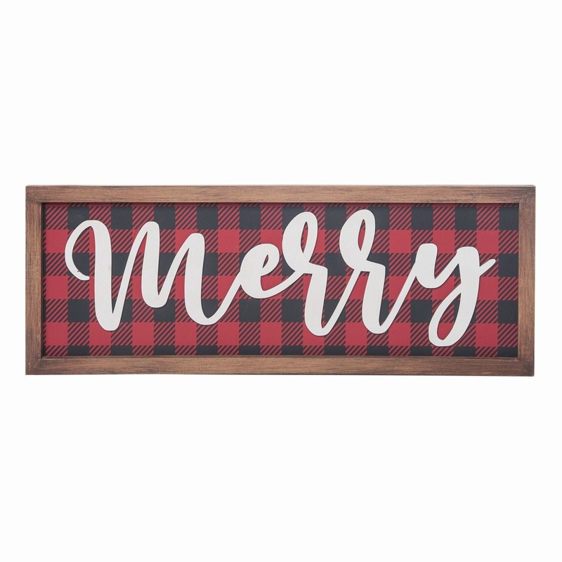 Transpac Large MDF/Metal Buffalo Plaid Decor