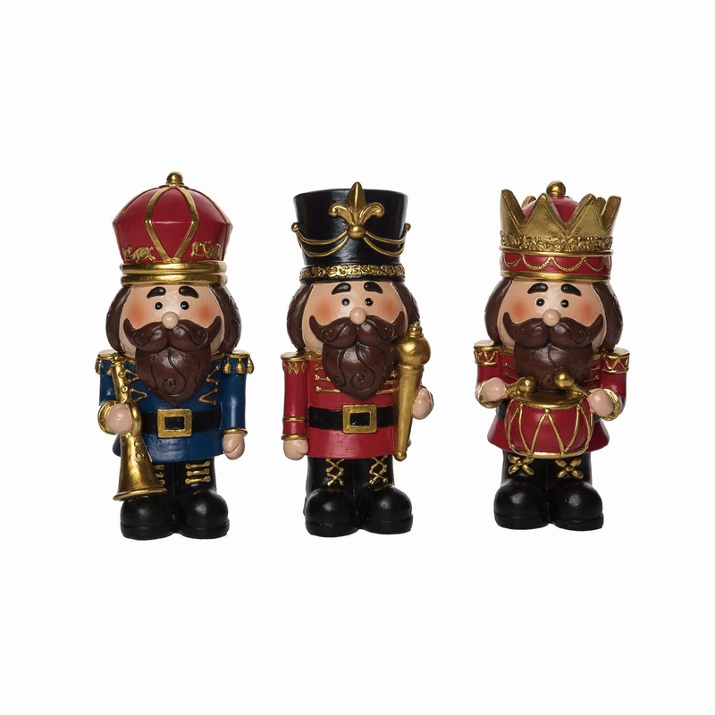Transpac Large Resin Nutcracker Figurine, Set Of 3, Assortment