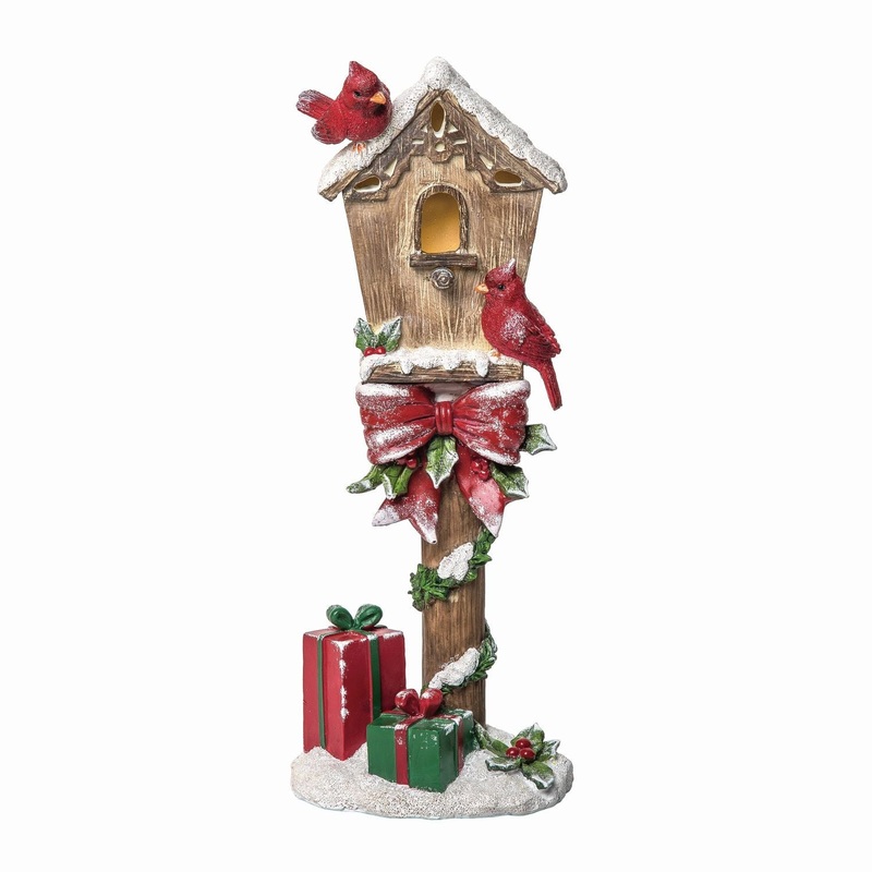 Transpac Light Up Resin Bird House Decor