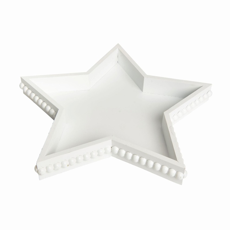 Transpac MDF Beaded Star Shaped Tray.