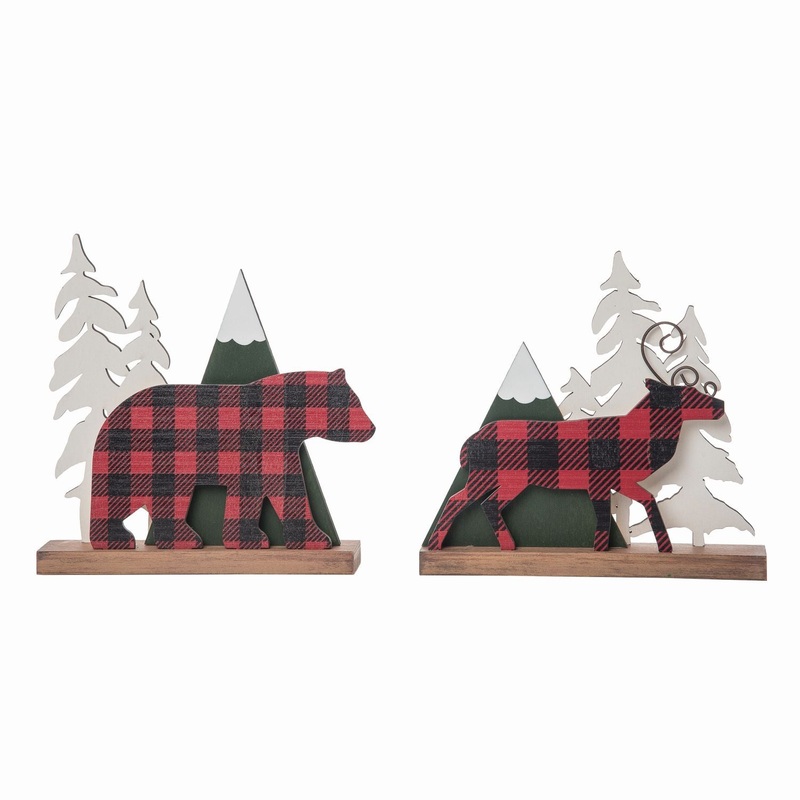 Transpac MDF Cabin Christmas Decor, Set Of 2, Assortment