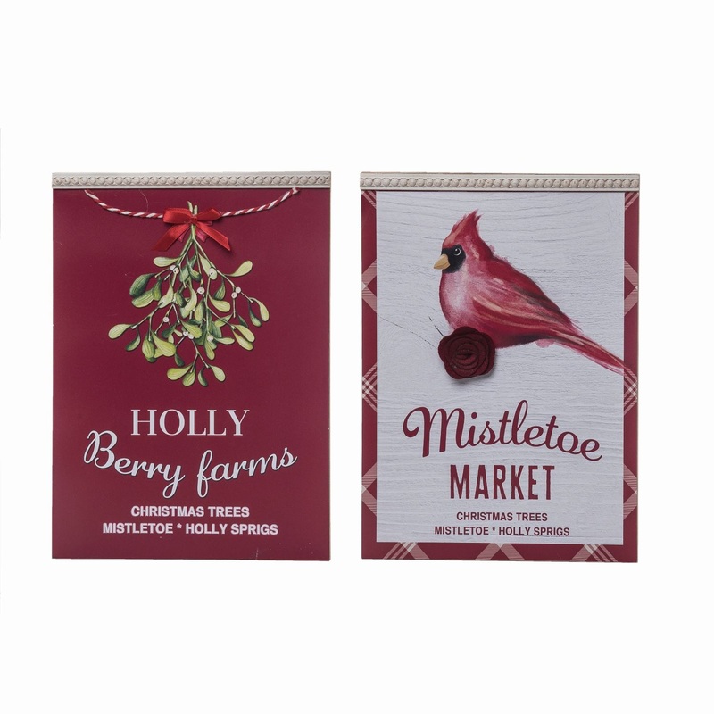 Transpac MDF Dimensional Accent Christmas Sign, Set Of 2, Assortment