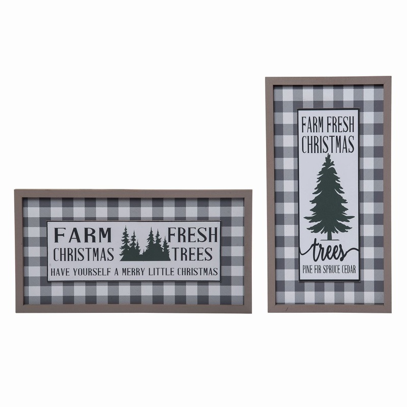 Transpac MDF Green Tree Decor, Set Of 2, Assortment