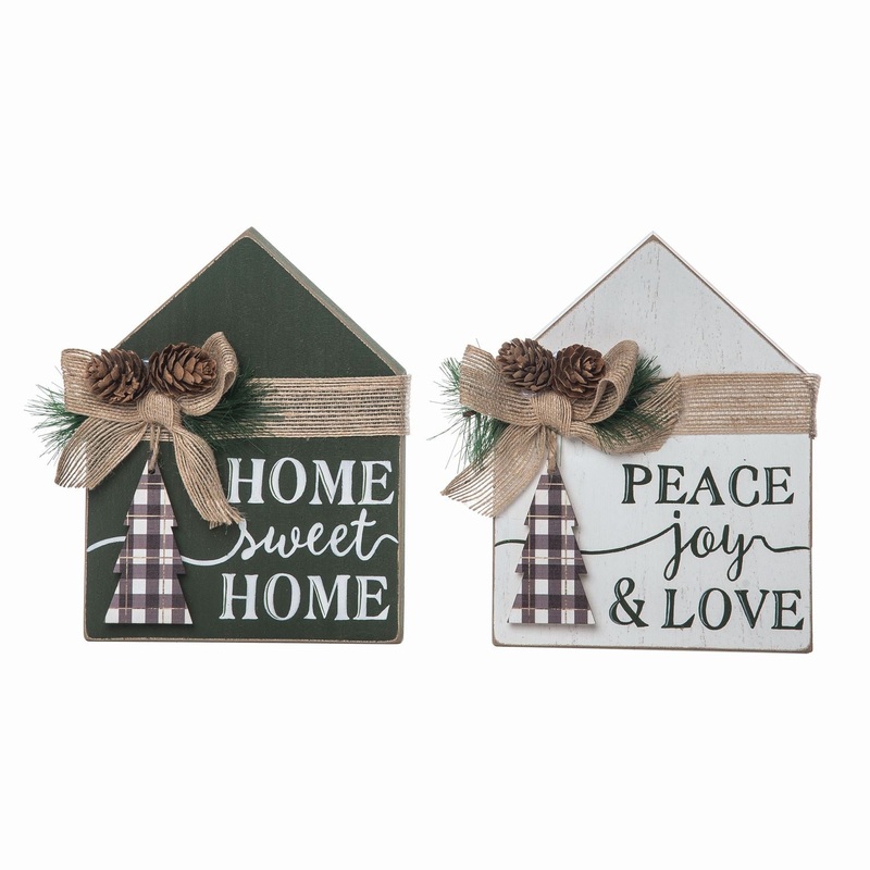 Transpac MDF Holiday Home Shaped Decor, Set Of 2, Assortment