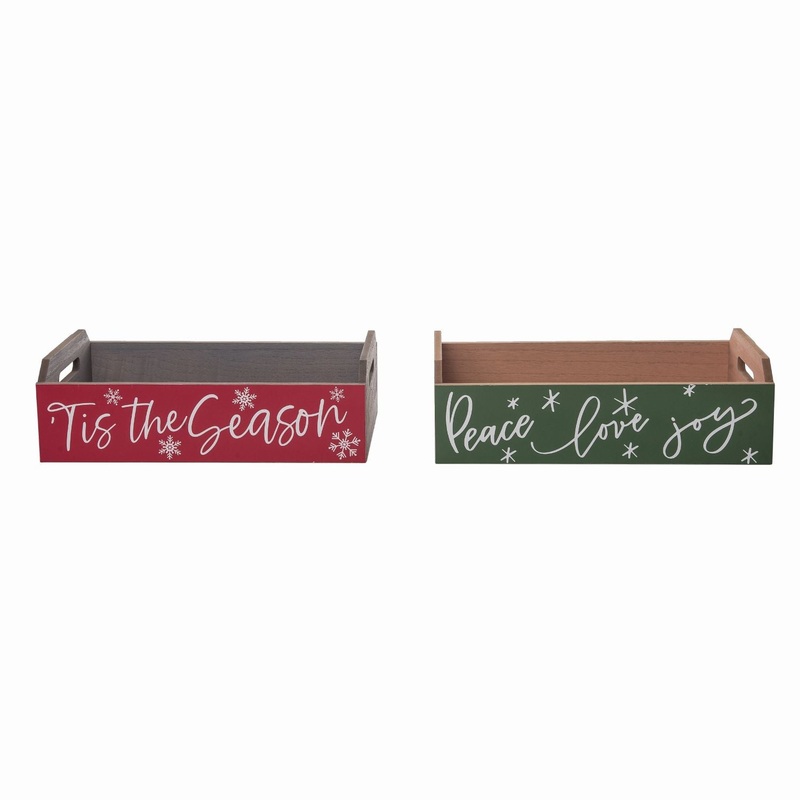 Transpac MDF Merry Container, Set Of 2, Assortment