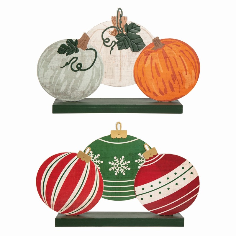 Transpac MDF Reversible Ornaments & Pumpkins Decor