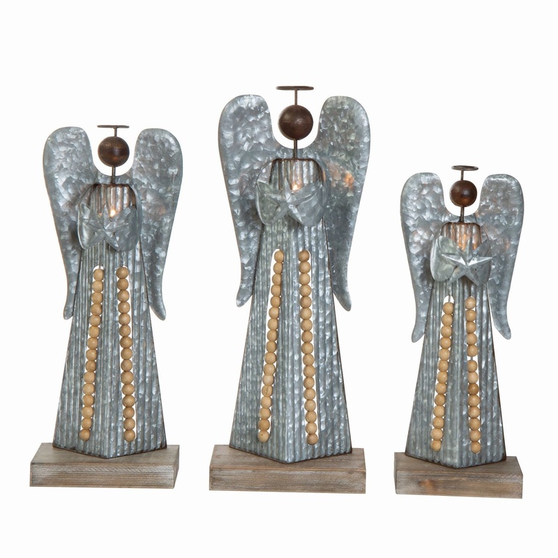 Transpac Metal Beaded Angel Decor, Set Of 3