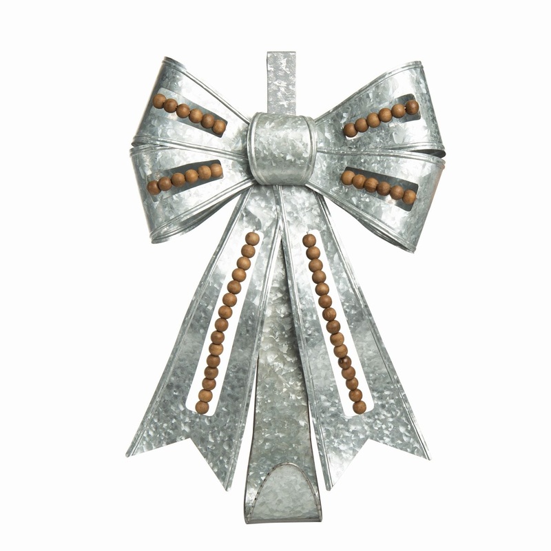 Transpac Metal Beaded Bow Wreath Holder