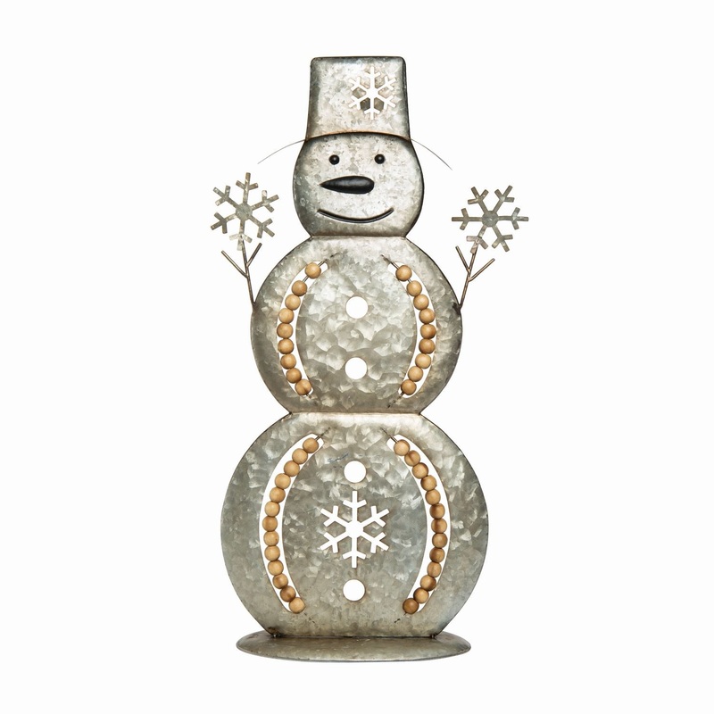Transpac Metal Beaded Snowman Decor