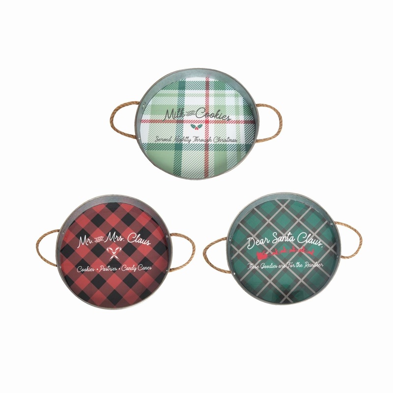 Transpac Metal Circle Serving Tray, Set Of 3, Assortment